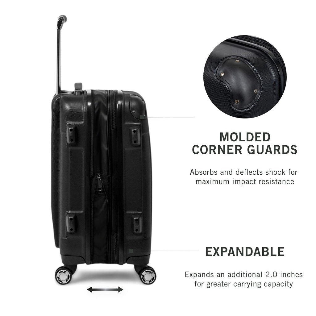 Kenneth Cole REACTION Renegade Luggage Expandable 8 - Wheel Spinner Lightweight Hardside Suitcase, Black, 3 - Piece Set (20"/24"/28")