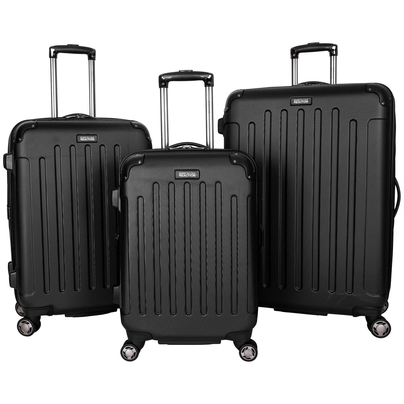 Kenneth Cole REACTION Renegade Luggage Expandable 8-Wheel Spinner Lightweight Hardside Suitcase, Black, 3-Piece Set (20"/24"/28")