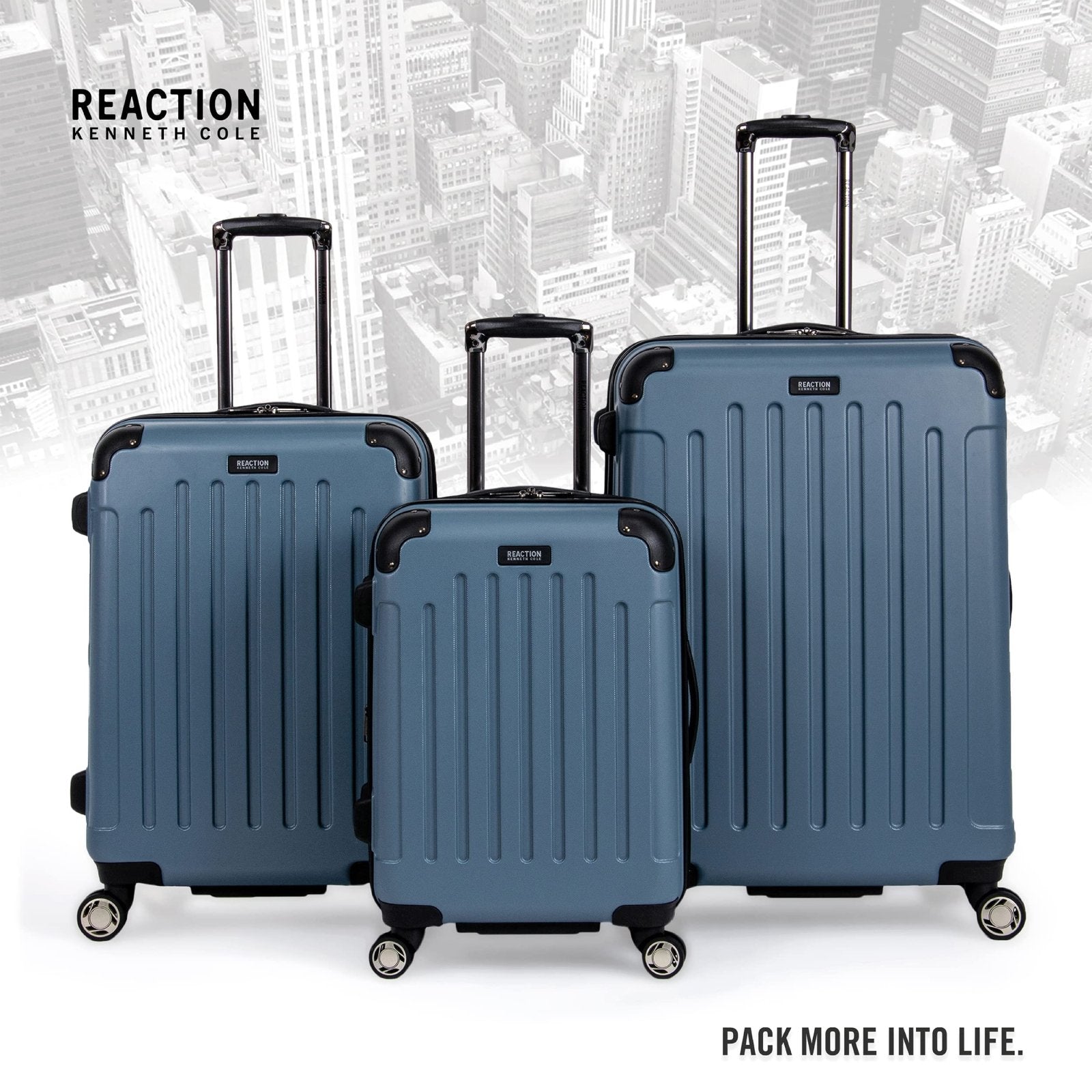 Kenneth Cole REACTION Renegade Luggage Expandable 8 - Wheel Spinner Lightweight Hardside Suitcase, Granite Blue, 24 - Inch Checked