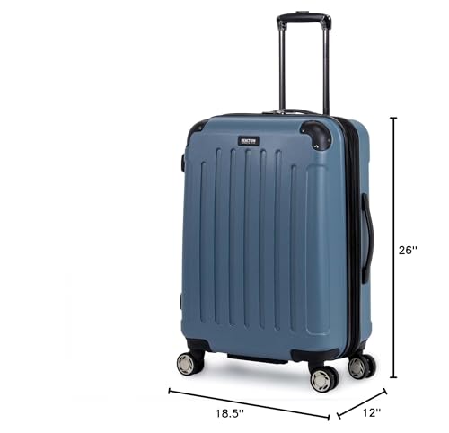 Kenneth Cole REACTION Renegade Luggage Expandable 8 - Wheel Spinner Lightweight Hardside Suitcase, Granite Blue, 24 - Inch Checked