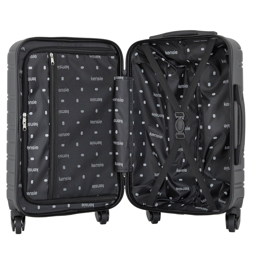 kensie 22" Peonies Hardside Carry - On Luggage with ID Tag, Black