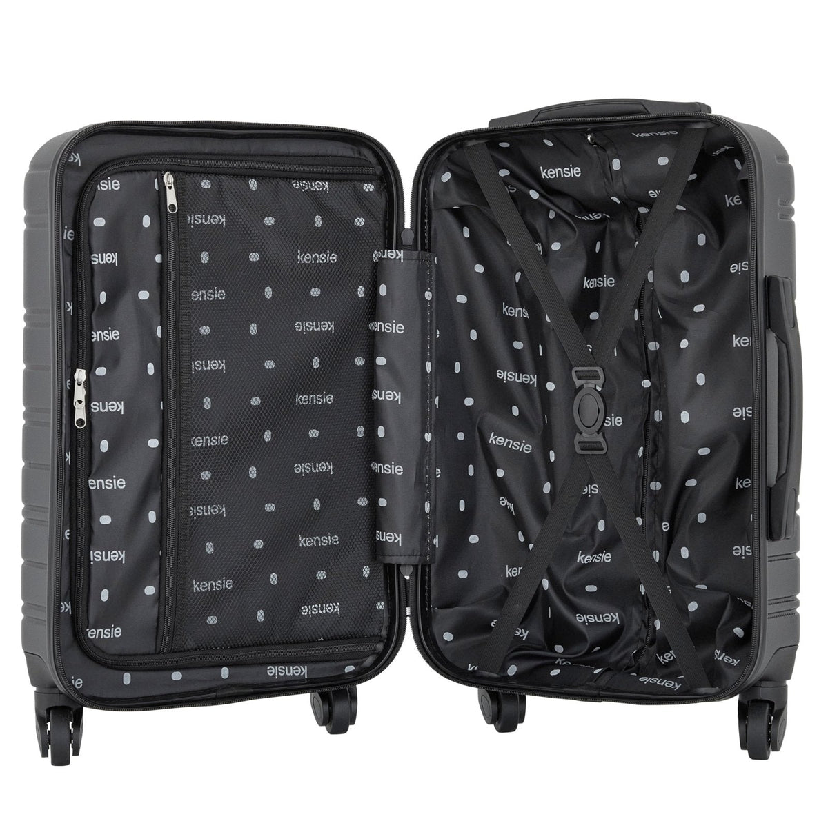kensie 22" Peonies Hardside Carry - On Luggage with ID Tag, Black