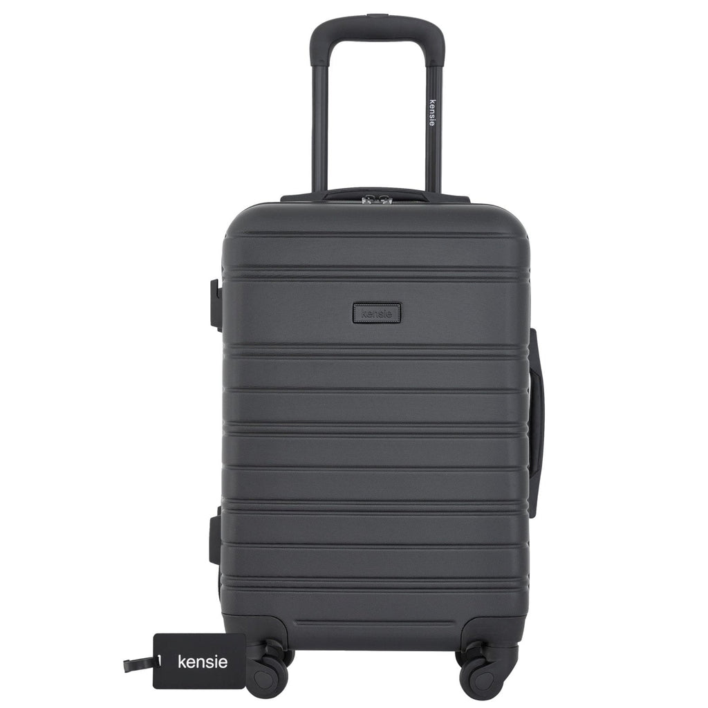 kensie 22" Peonies Hardside Carry-On Luggage with ID Tag, Black