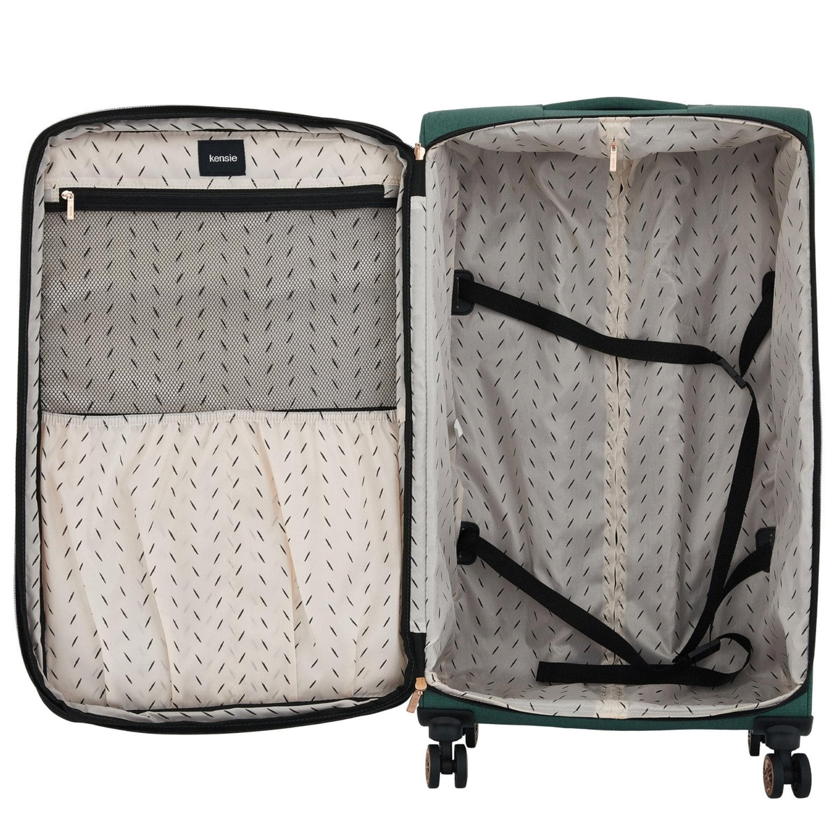 kensie Hudson Softside 3 - Piece Spinner Luggage Set, Smoke Pine