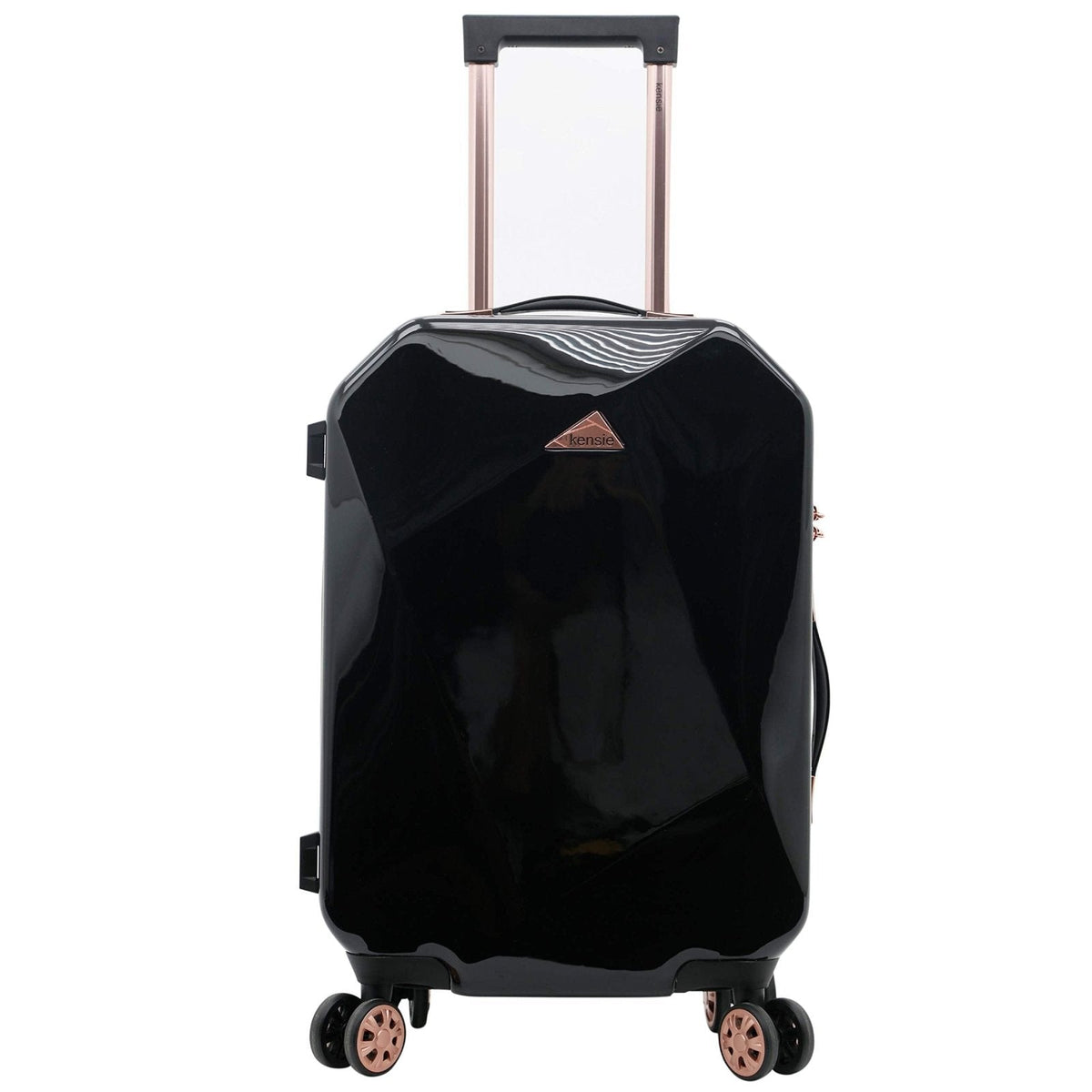 kensie Women's Shiny Diamond Hardside Spinner Luggage, Black, 2 - Piece Set (20/28)