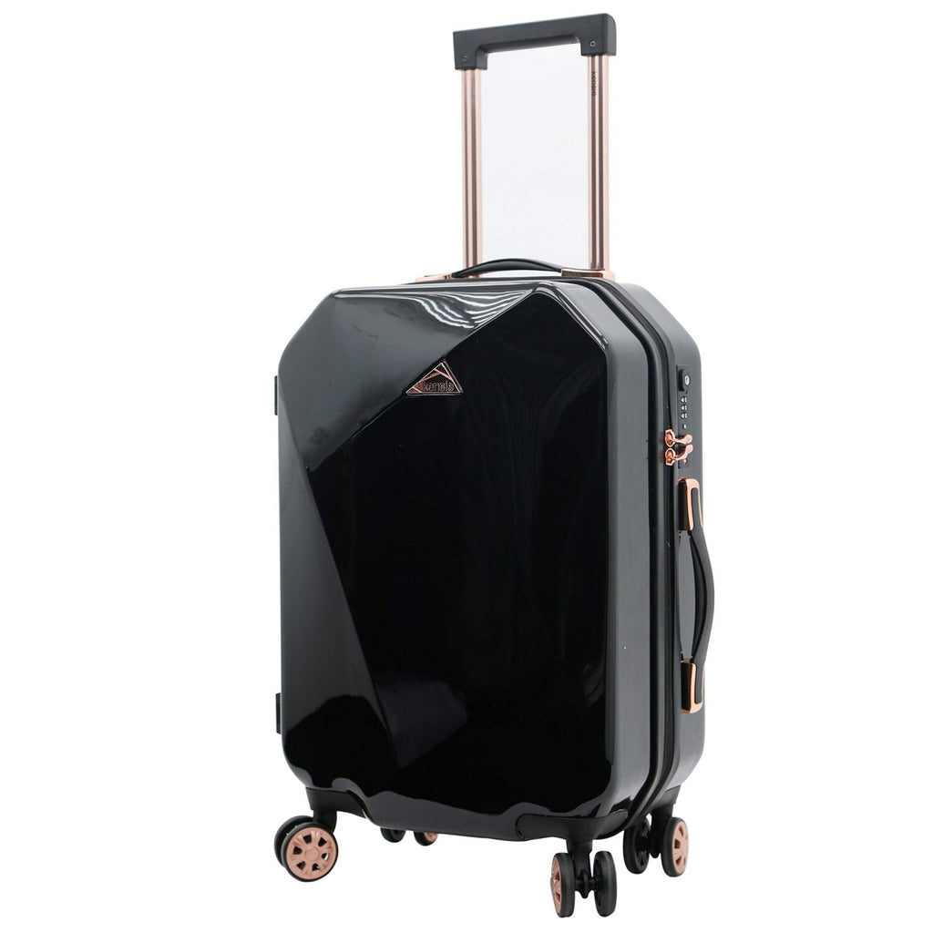 kensie Women's Shiny Diamond Hardside Spinner Luggage, Black, 2 - Piece Set (20/28)