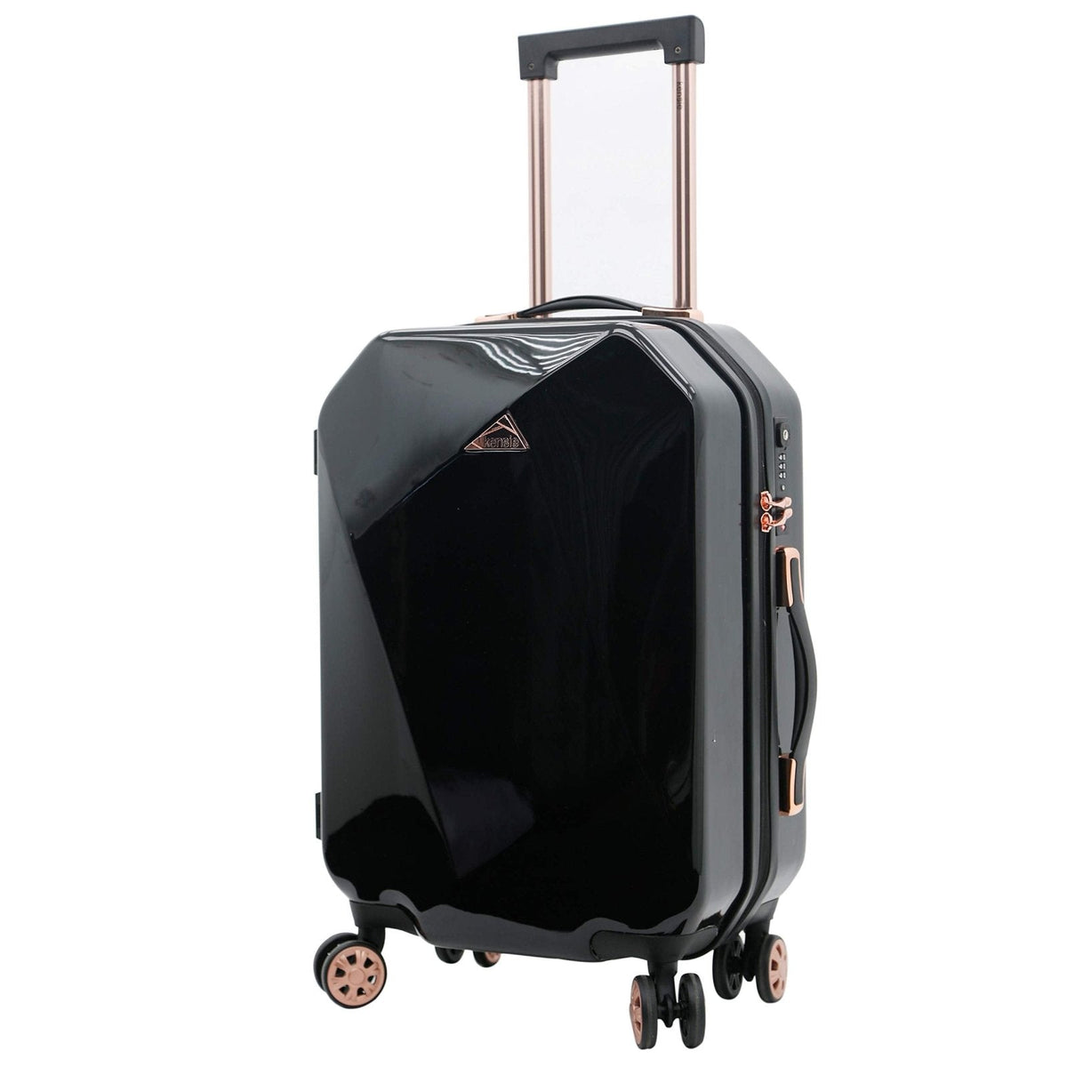 kensie Women's Shiny Diamond Hardside Spinner Luggage, Black, 2 - Piece Set (20/28)