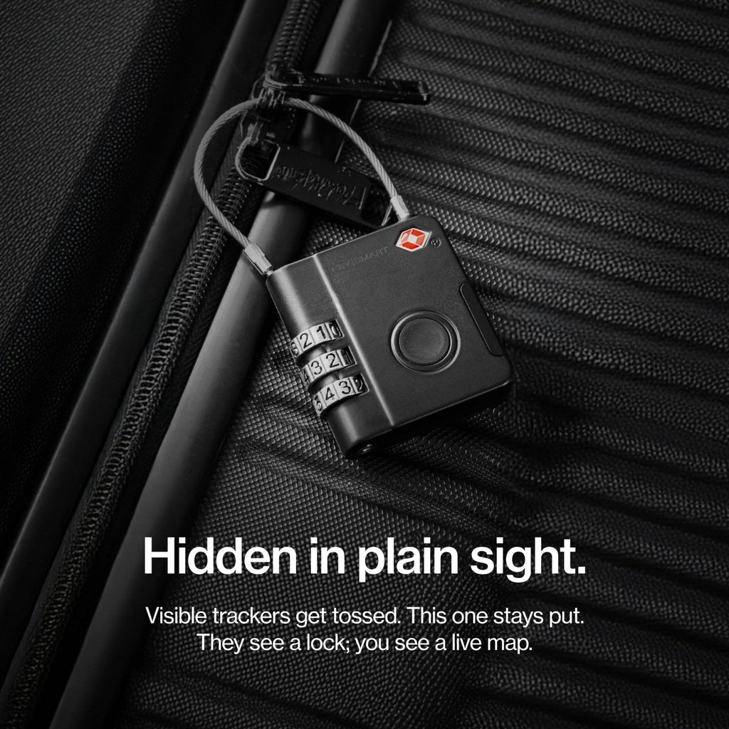 KeySmart SmartLock Tracking Luggage Locks, TSA Locks for Luggage, GPS Tracker, Combination Lock Compatible with Apple Find My App, Best Travel Essentials, Replaceable Non - Rechargeable Battery (1 Pack)