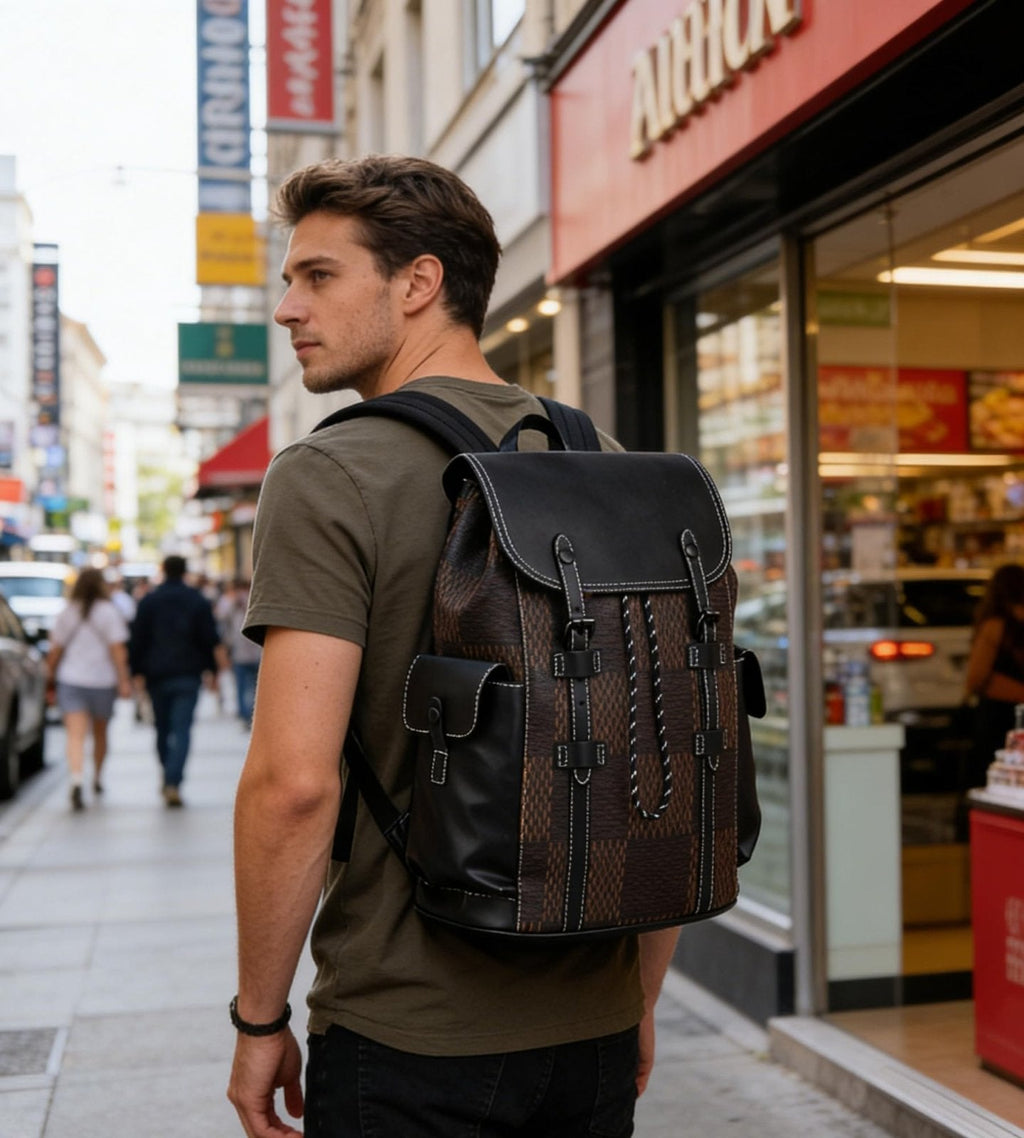 KingTo Laptop Backpack for Men Luxury Anti - Theft Travel Backpack Casual Business Waterproofing Computer Bag (B - Brown)