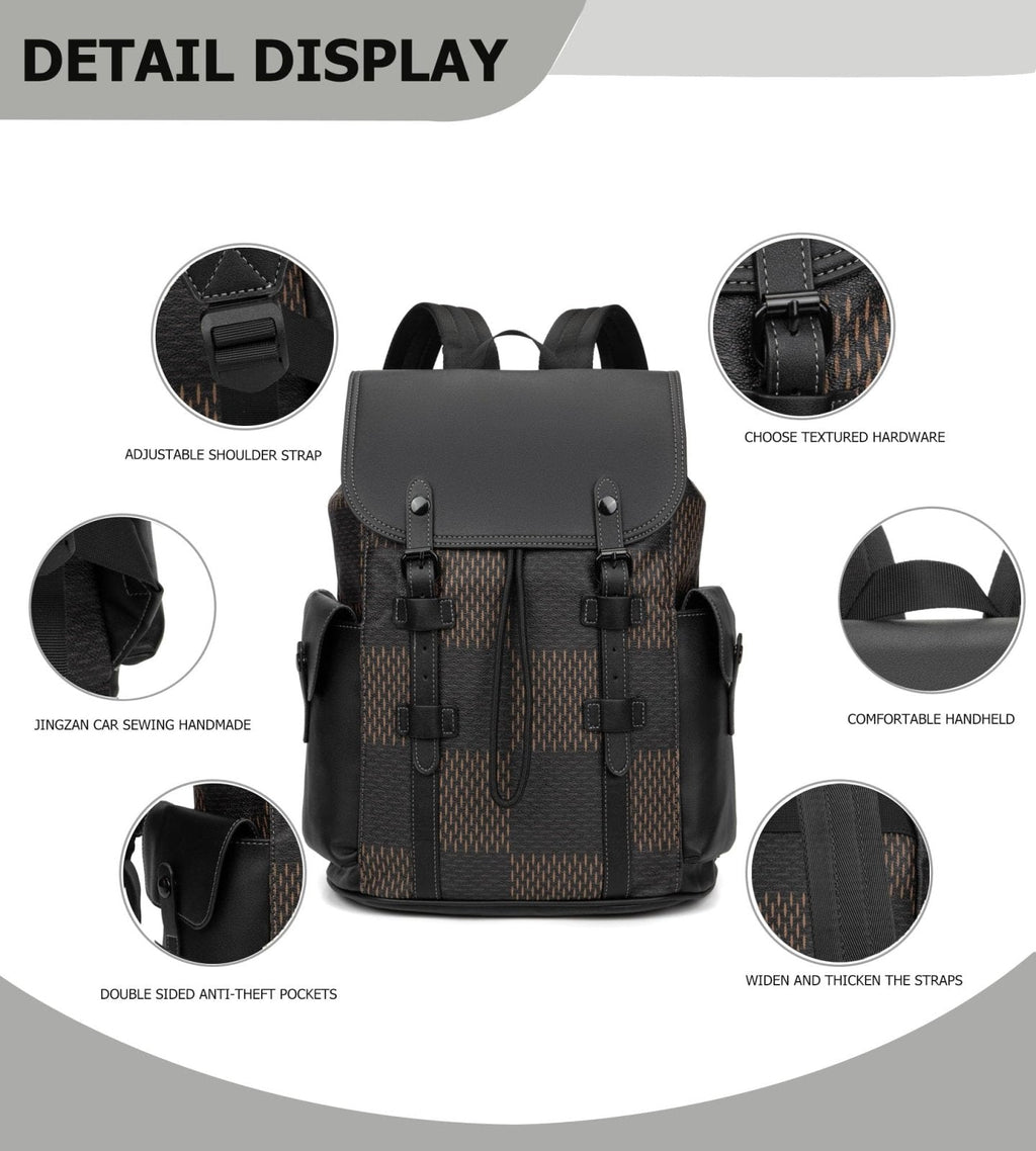 KingTo Laptop Backpack for Men Luxury Anti - Theft Travel Backpack Casual Business Waterproofing Computer Bag (B - Brown)