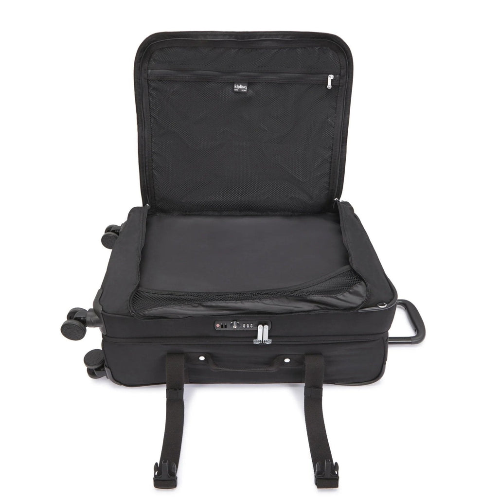 Kipling Spontaneous Softside Spinner Wheel Luggage, Integrated TSA Accepted Lock, Black Noir, Checked - Medium 26,KI6918
