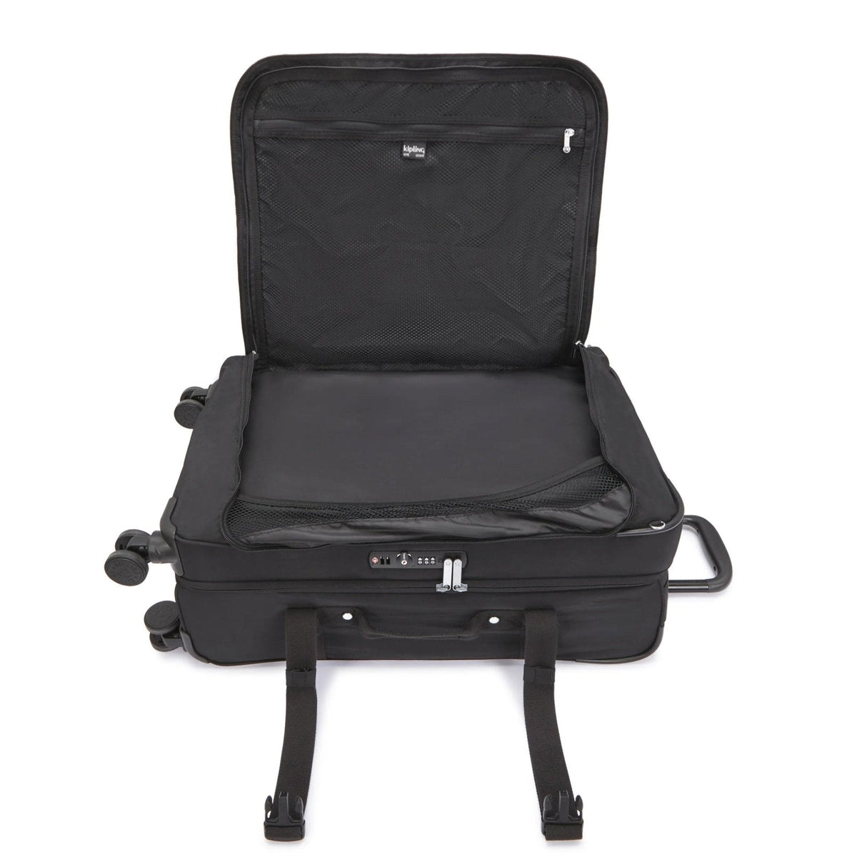 Kipling Spontaneous Softside Spinner Wheel Luggage, Integrated TSA Accepted Lock, Black Noir, Checked - Medium 26,KI6918