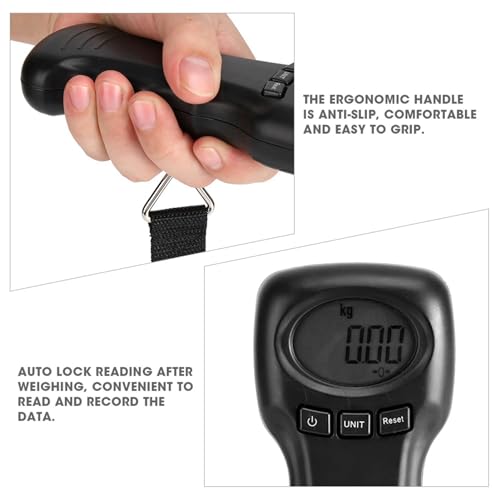 Kodrily Portable Luggage Scale Travel Digital, 50kg/110lb Suitcase Scale, ABS Hanging Scale, Black Luggage Weight Scale with Hook, Sturdy Weight Machine for Luggage, Travel, Bag