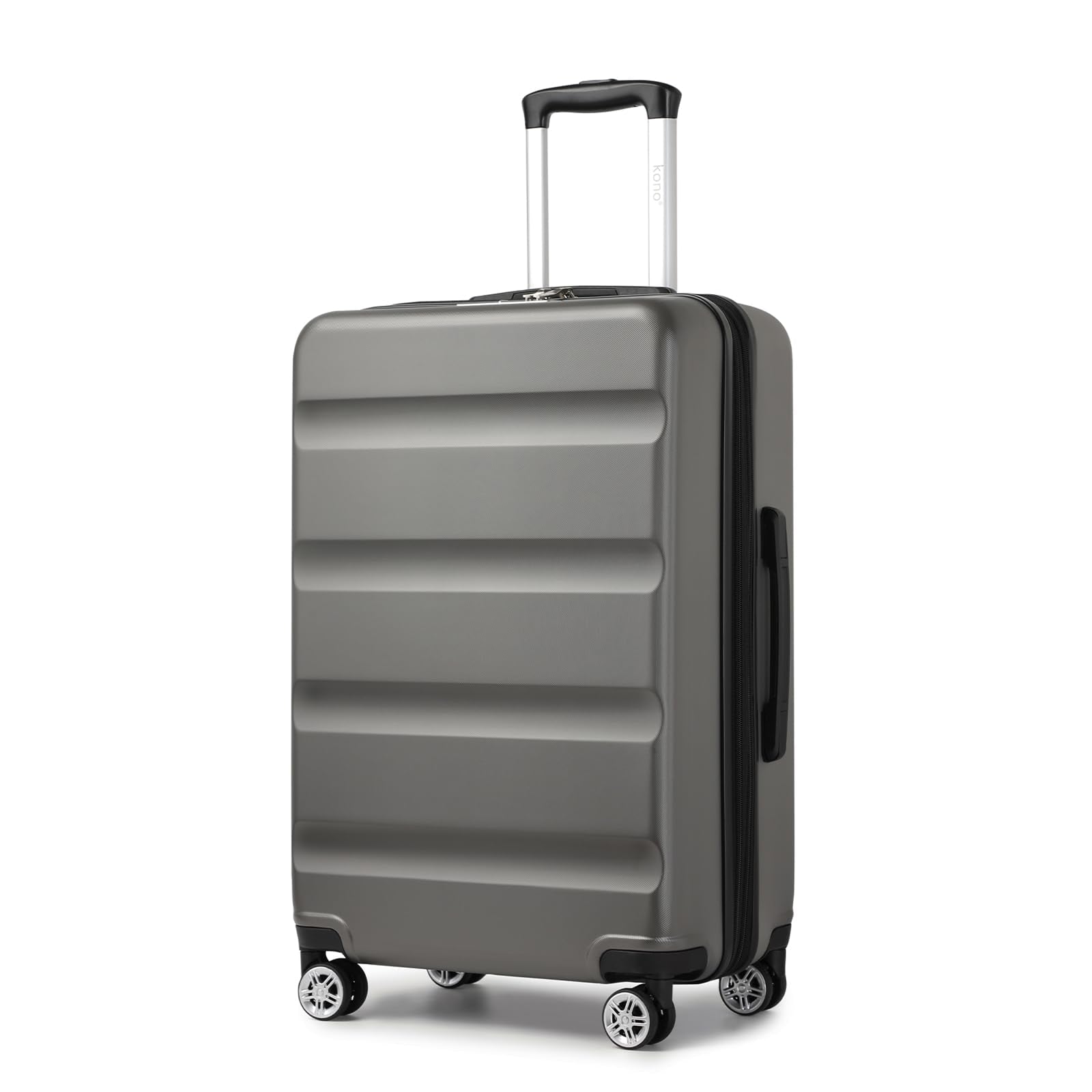 Kono 24 Inch Expandable Spinner Luggage with Wheels Hardshell Medium Checked Suitcase TSA Lock Grey