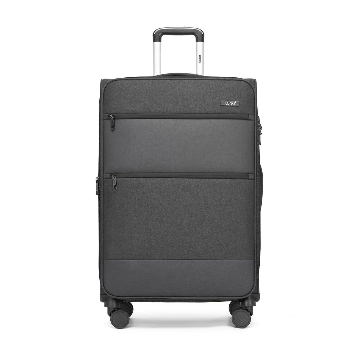 Kono 28 Inch Softside Expandable Checked Luggage with 8 Spinner Wheels TSA Lock Softshell Lightweight Business Travel Suitcase for Men and Women, Black