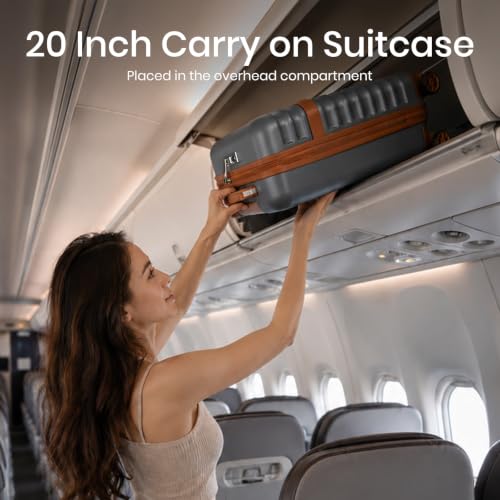 Kono Carry On Luggage 22x14x9 Expandable 20Inch Hardshell TSA Lock Grey