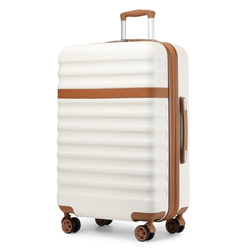 Kono Checked Luggage 28in Expandable Hardside TSA Lock Cream