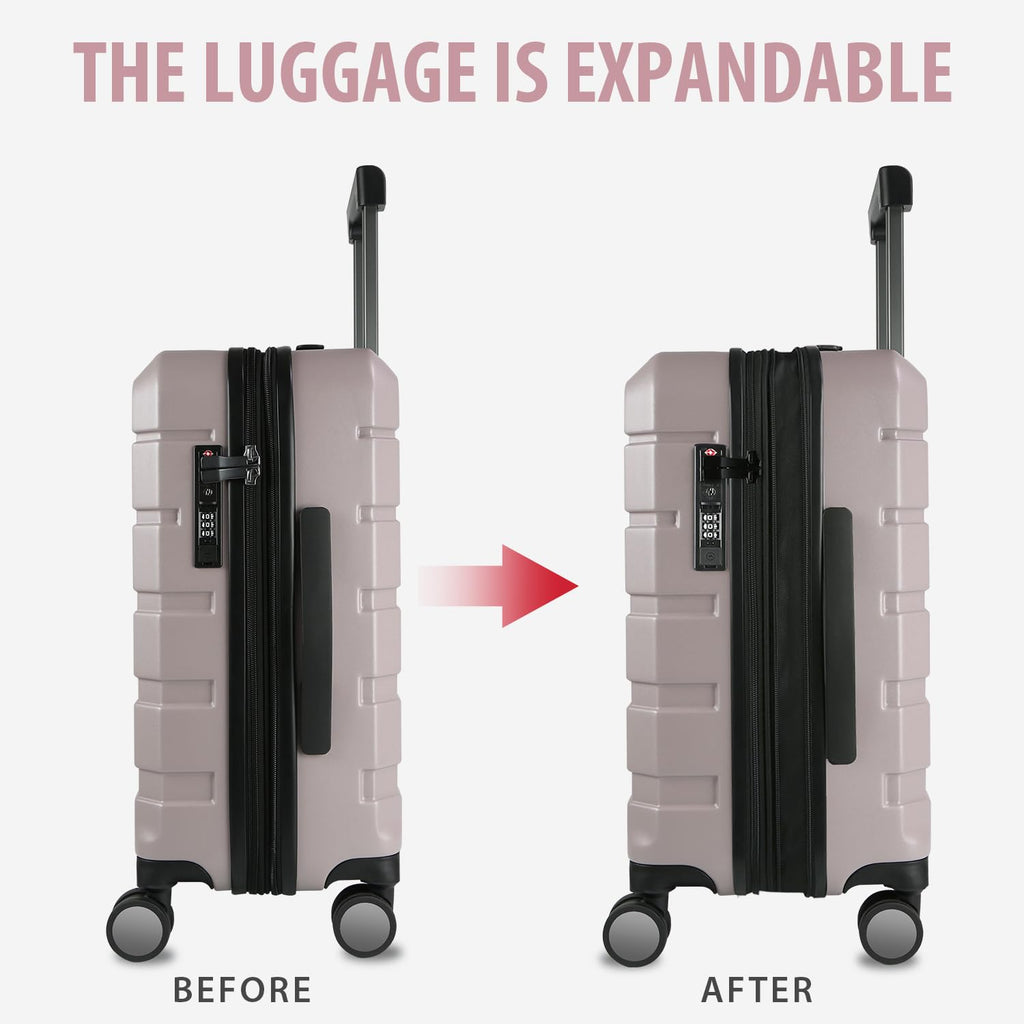KROSER Hardside Expandable Carry On Luggage with Spinner Wheels & Built - in TSA Lock, Durable Suitcase Rolling Luggage with USB Port, Carry - On 20 - Inch, Matte Purple/Pink