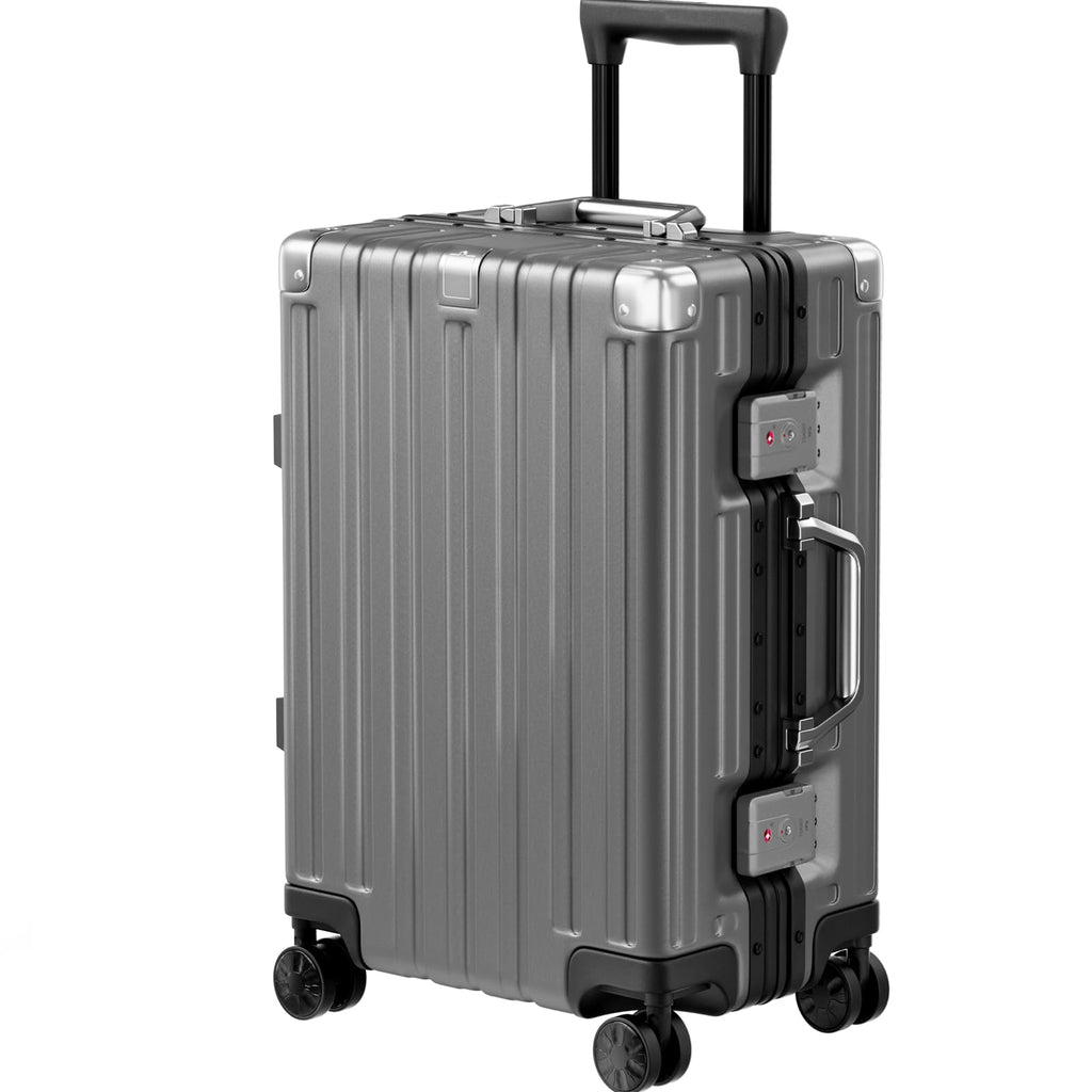 Krute Carry On Luggage 20 inch Aluminum Frame Luggage with Spinner Wheels Hardshell No Zipper PC+ABS TSA Lock Zipperless Suitcases