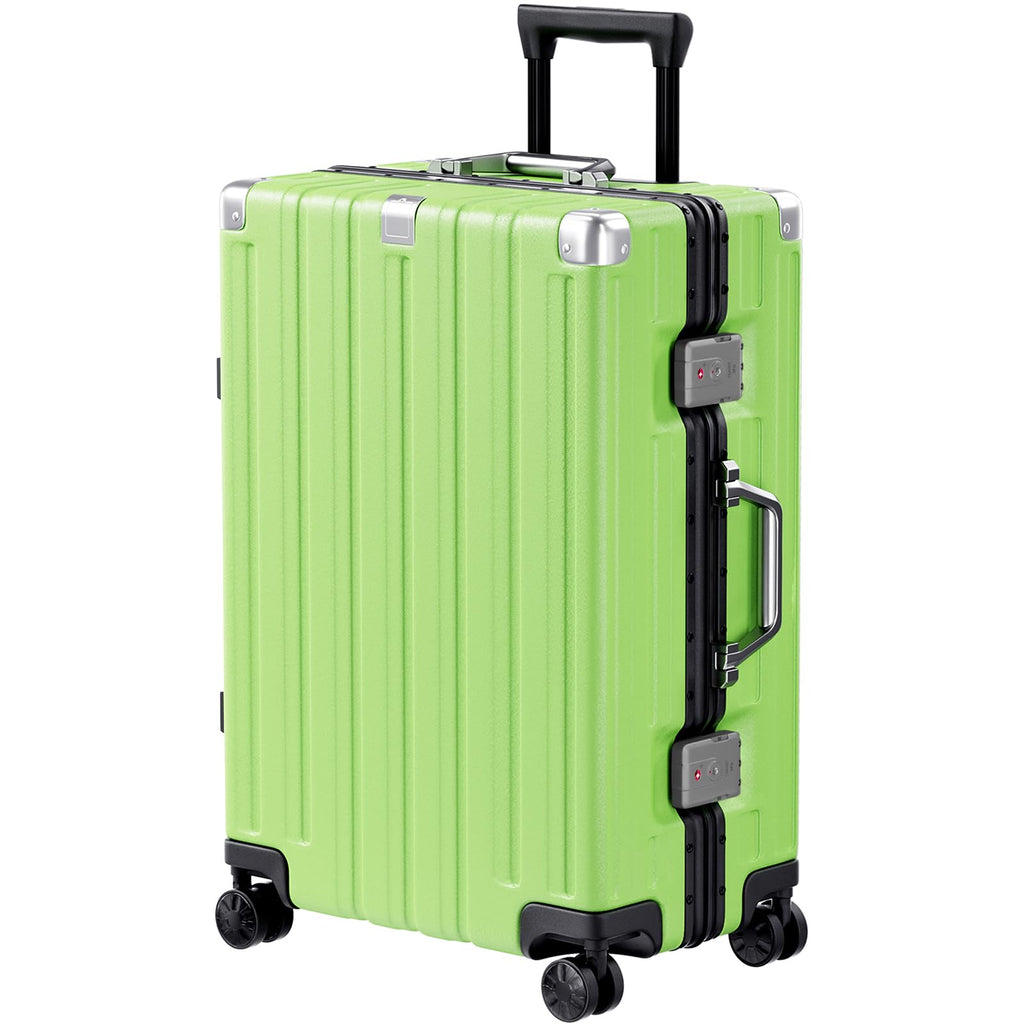 Krute Zipperless Luggage 24 Inch Aluminum Frame Suitcase with Spinner Wheels PC+ABS Hardide Checked Luggage TSA Approved