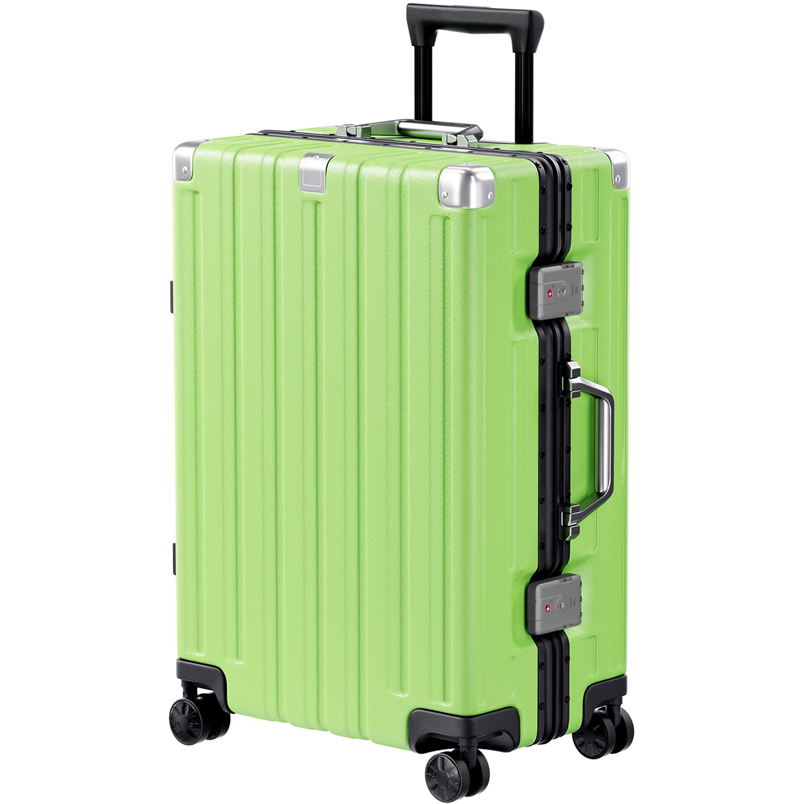 Krute Zipperless Luggage 24 Inch Aluminum Frame Suitcase with Spinner Wheels PC+ABS Hardide Checked Luggage TSA Approved