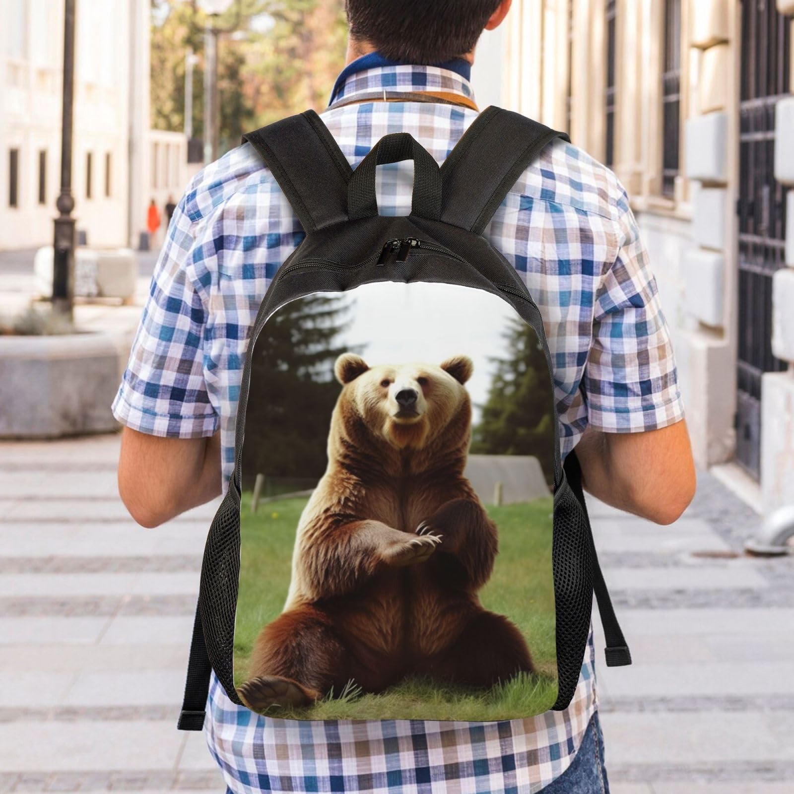 KTHSNSKL Travel Backpack Hi Bear Sit on the lawn Carry on Backpack Lightweight Business 15.6inch Laptop Backpack for Men Women