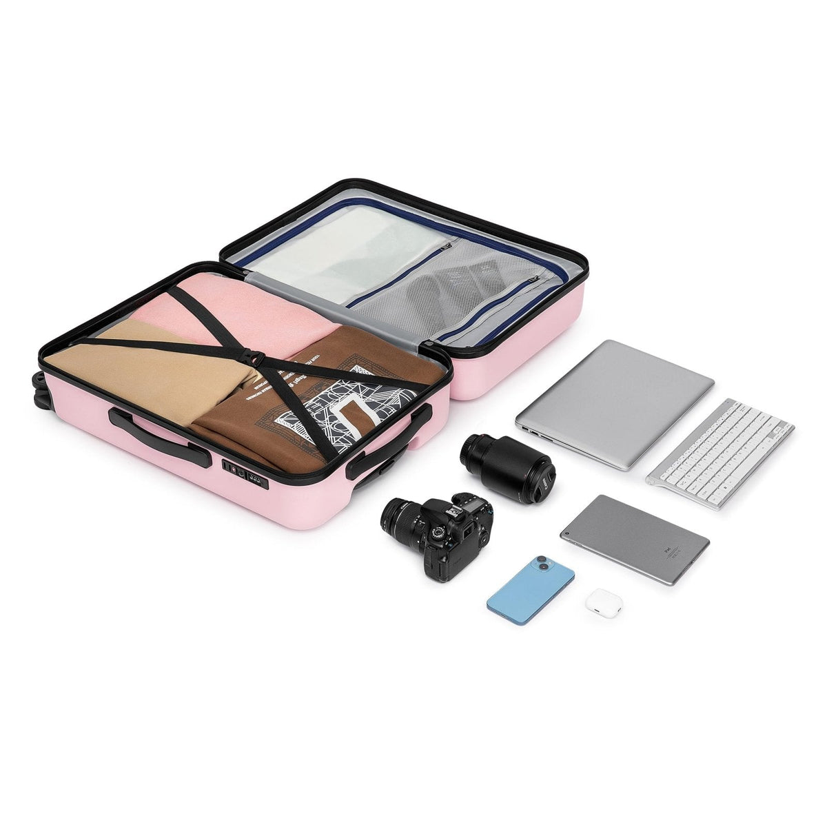 KYME Luggage Sets 2 Piece Hardshell 20"/24" Suitcase with Double Spinner Wheels Hardside Suitcases Sets with TSA Lock PC+ABS Travel Luggage (Pink, 2Pcs Set(20"/24"))