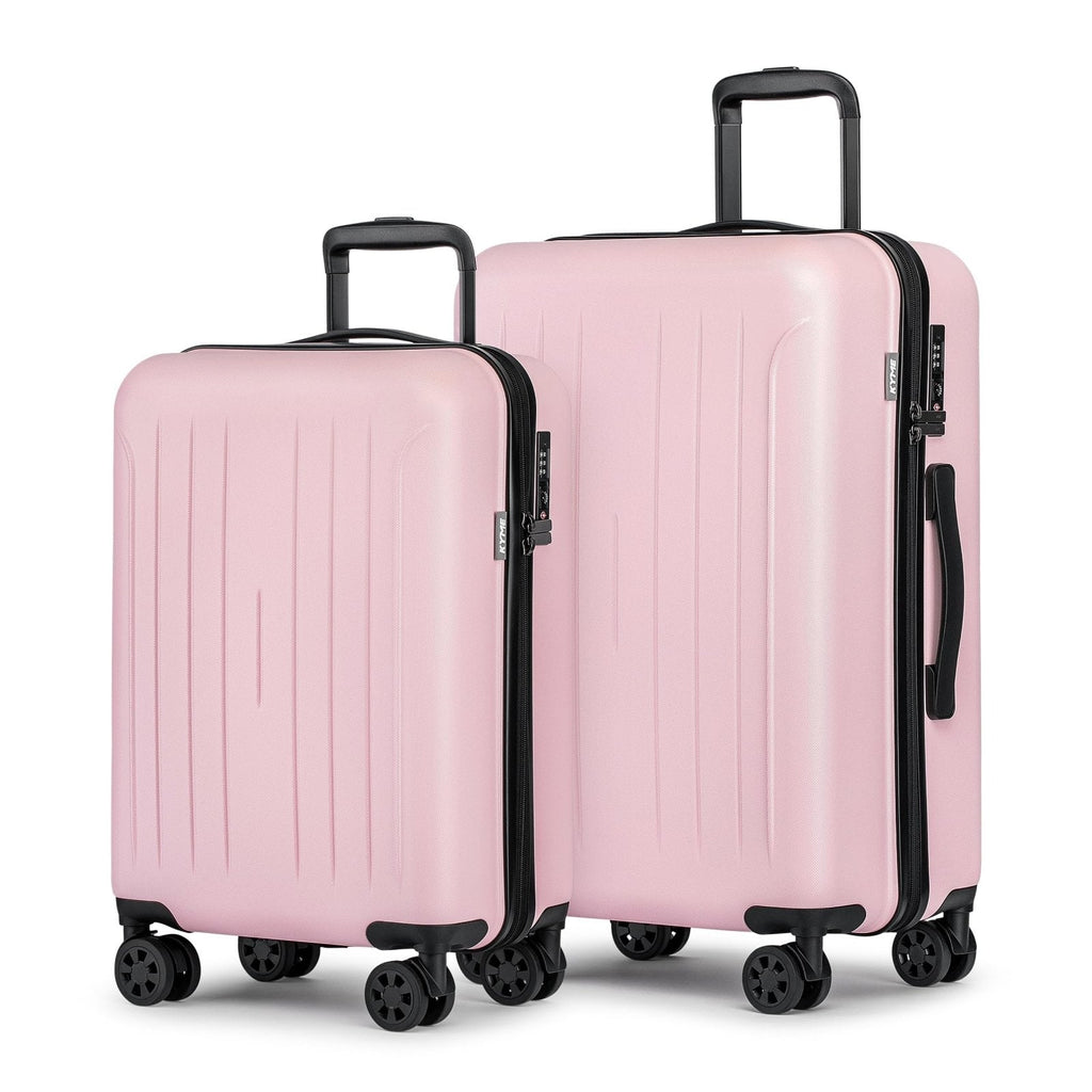 KYME Luggage Sets 2 Piece Hardshell 20"/24" Suitcase with Double Spinner Wheels Hardside Suitcases Sets with TSA Lock PC+ABS Travel Luggage (Pink, 2Pcs Set(20"/24"))