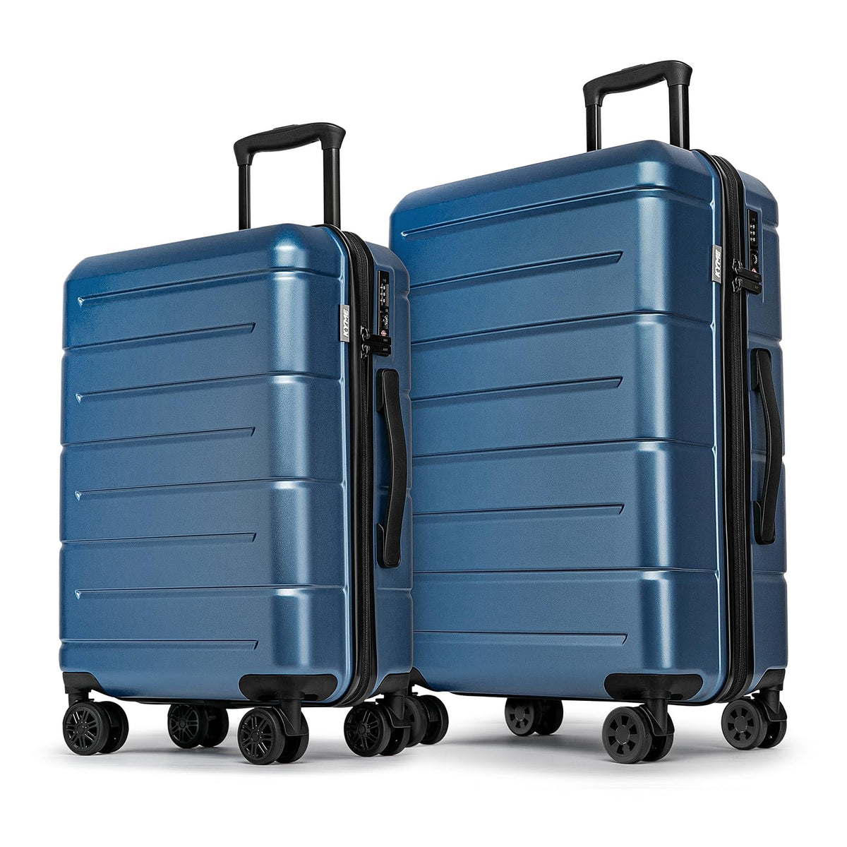 KYME Luggage Sets 2 Piece Suitcase Set Hardshell 20 inch/24 inch Luggage with Spinner Wheels Hardside PC+ABS Checked Large Suitcase with TSA Lock for Men Women Blue