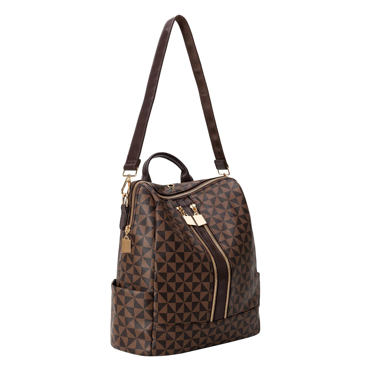 Lacel Urwebin Fashion Backpack Purse for Women Designer Convertible Travel Backpack PVC Shoulder Bag with Wallet (Checkered Brown - 1)