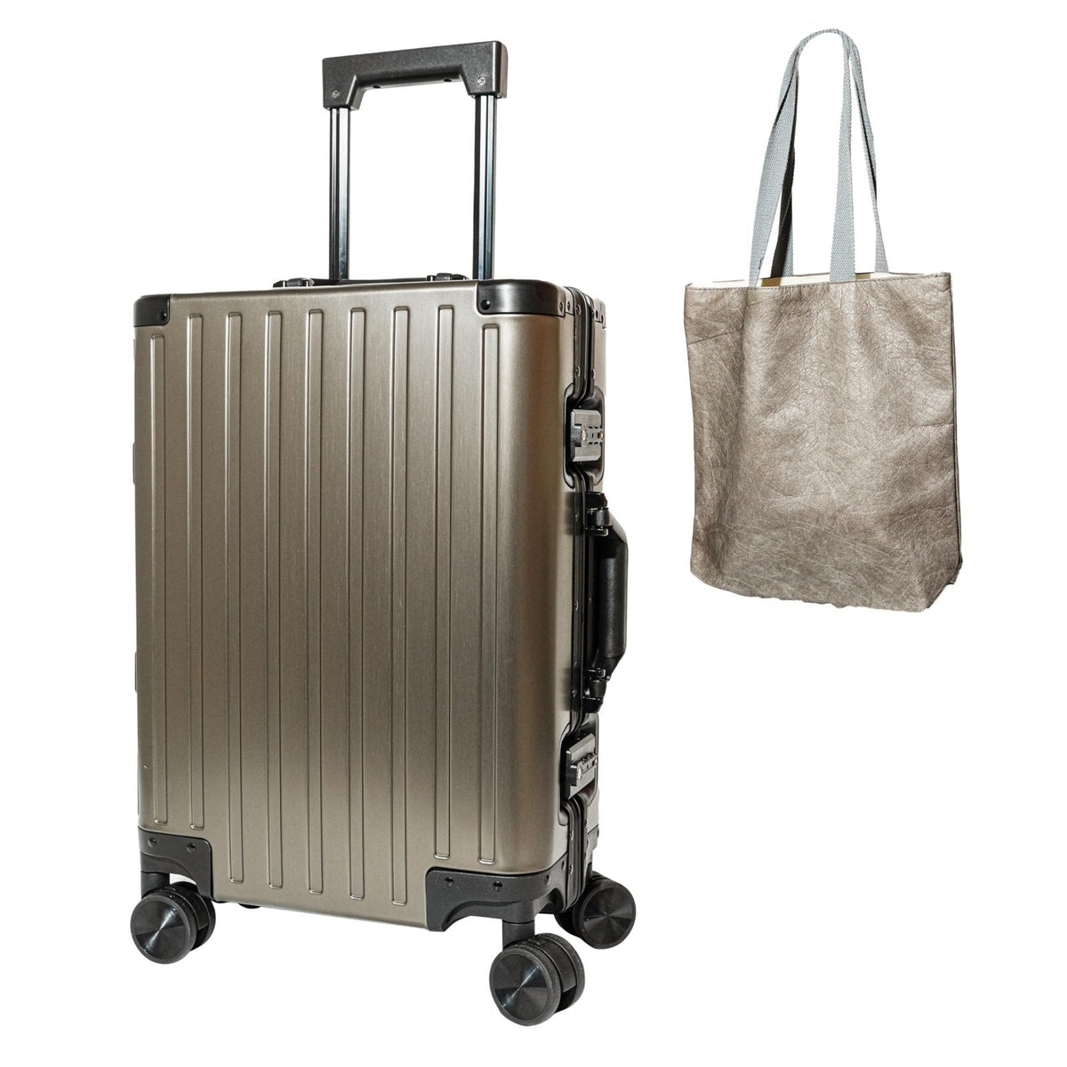 Lanuitjoy All Aluminum Carry On Luggage 22x14x9 Airline Approved Hard Shell Carry On Luggage Zipperless Luggage Metal 20inch Suitcase Luggage, Champagne Gold