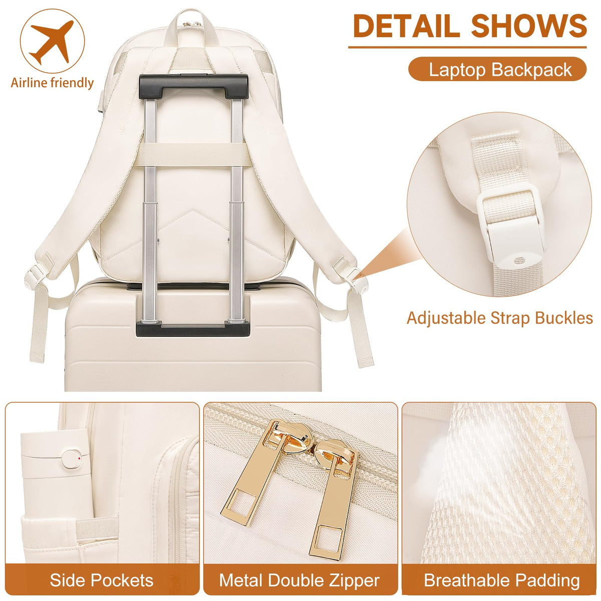 Laptop Backpack for Women, Fits 15.6 inch Travel Backpack with USB Charging Port, Stylish Quilted Work Business Computer Bag