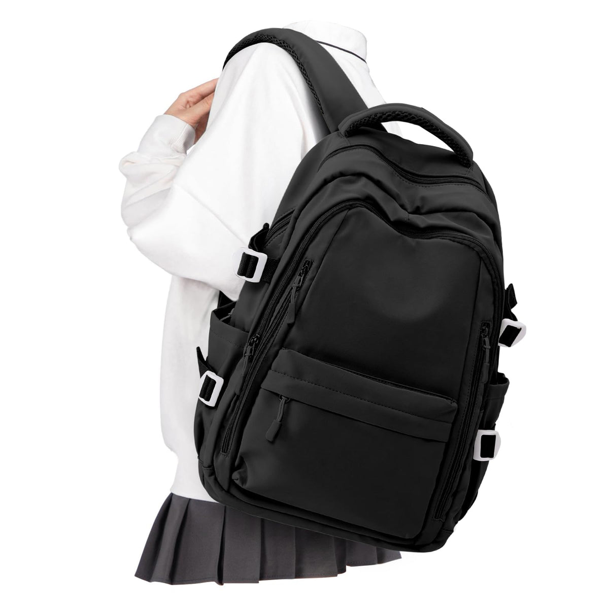 Laptop Travel Backpack for Women Men Bag College Airline Approved Carry On Luggage Backpack Lightweight Business Personal Item Bag Work Bookbags Large Capacity Waterproof Purse Casual Daypack Black