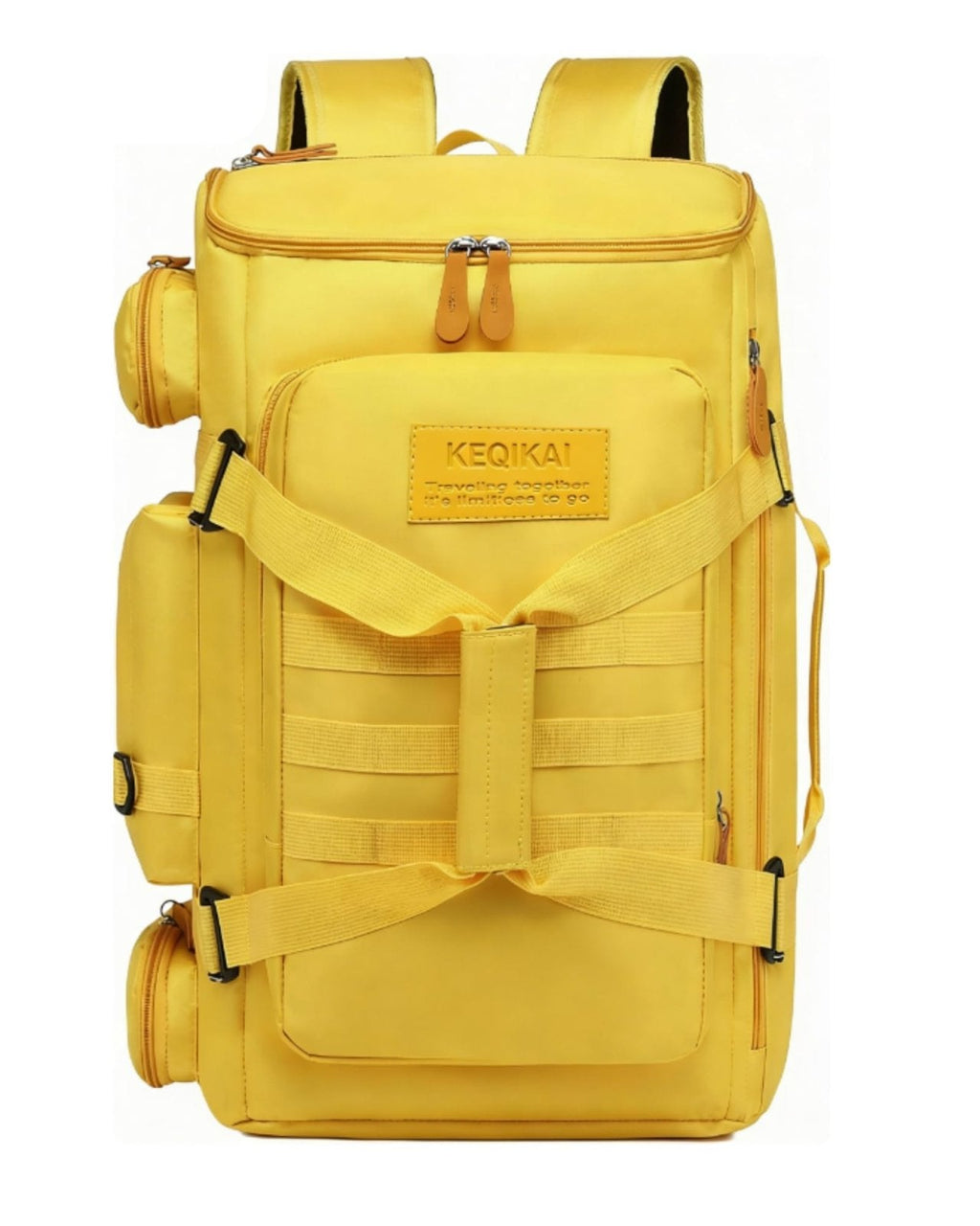Large Travel Duffle Bags Backpack for Men Women, 50L Sports Gym Bag with Wet Pocket, Waterproof Carry On Backpack Weekender Overnight for Workout, Fitness, Outdoor, Business Yellow