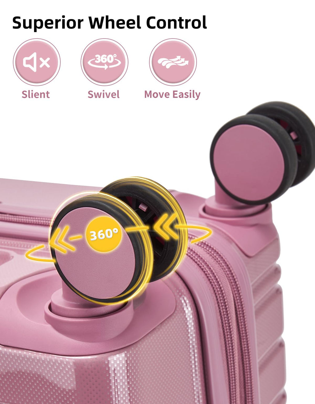 LARVENDER Carry On Luggage 22x14x9 Airline Approved, 20 Inch Expandable PC+ABS Hardside Carry On Luggage with Front Pocket Spinner Wheels TSA Lock for Women Men (Silk Rose)