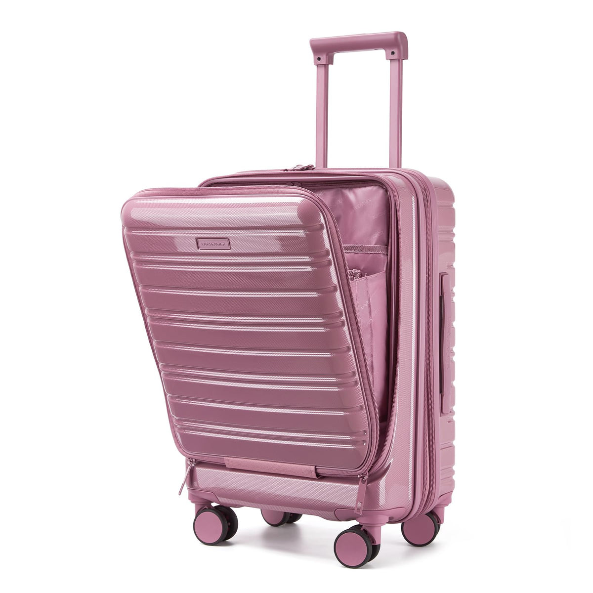 LARVENDER Carry On Luggage 22x14x9 Airline Approved, 20 Inch Expandable PC+ABS Hardside Carry On Luggage with Front Pocket Spinner Wheels TSA Lock for Women Men (Silk Rose)