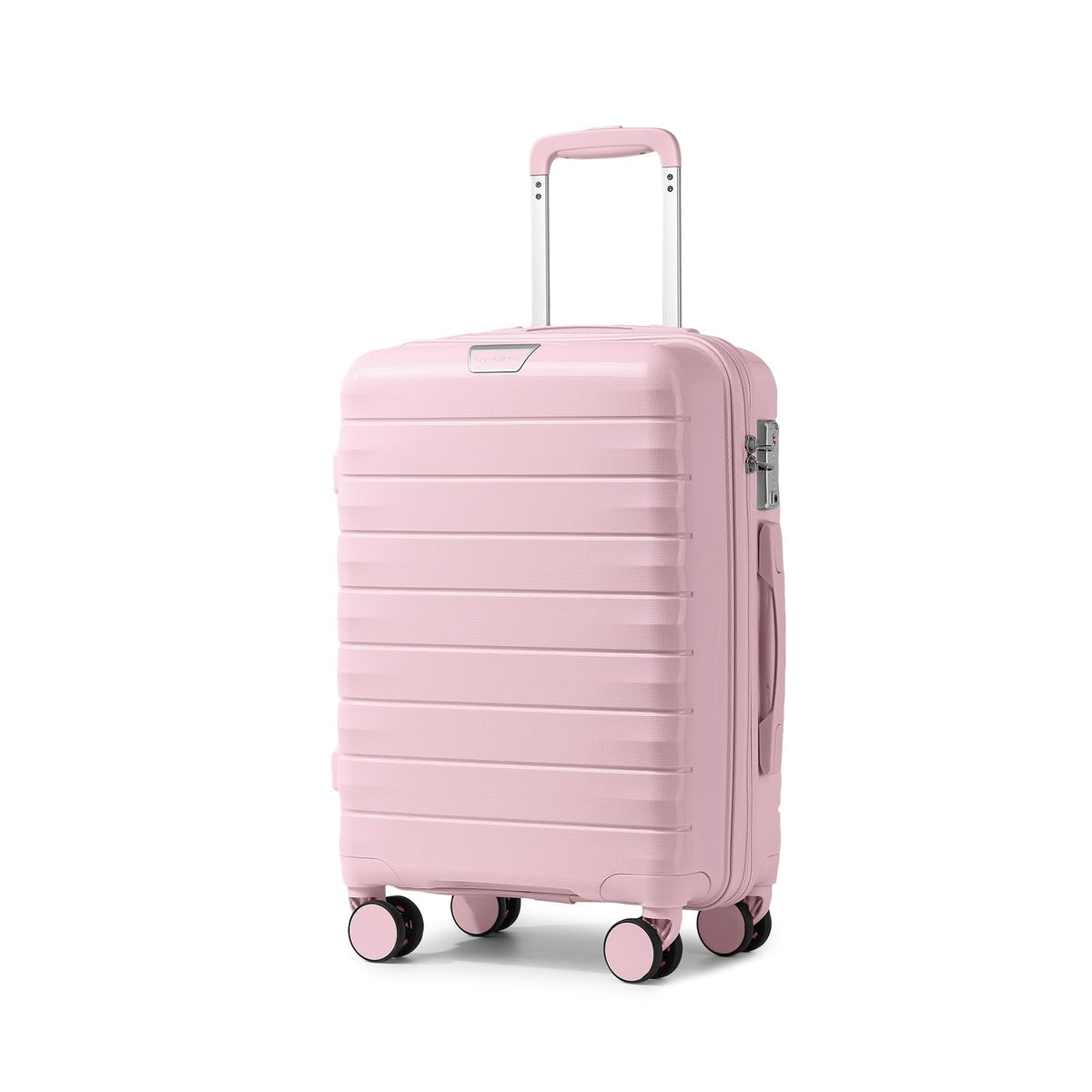 LARVENDER Carry On Luggage 22x14x9 Airline Approved, 20 Inch Hardshell & Lightweight PP Carry On Suitcase for Women with Spinner Wheels TSA Lock, Light Pink
