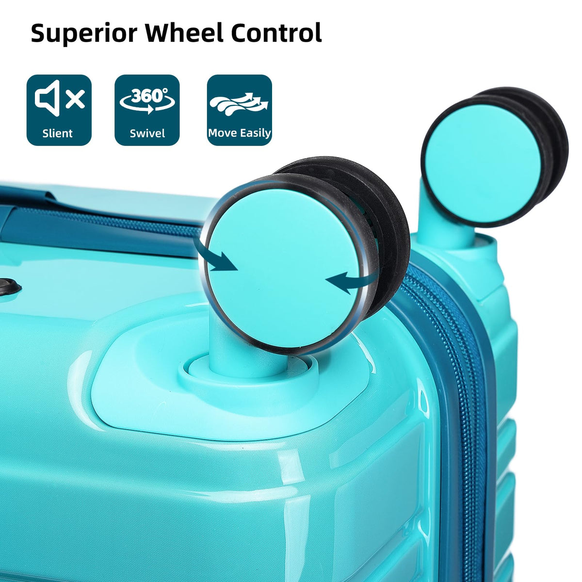 LARVENDER Luggage Sets 3 Piece, 20 Inch Carry on Luggage 22x14x9 Airline Approved Hardside PC+ABS Suitcase Set with Spinner Wheels TSA Lock, Lightweight Luggage Set for Women, Ocean Breeze
