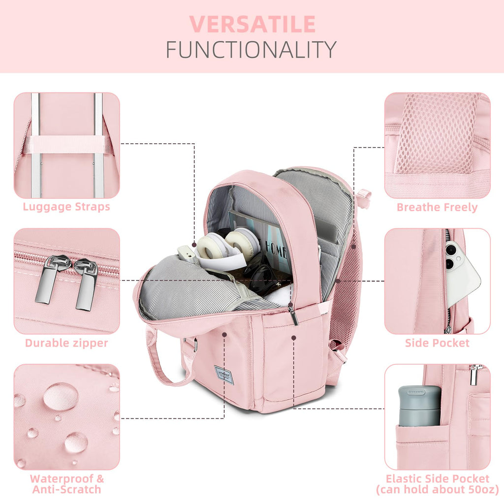 LARVENDER Luggage Sets 3 Piece, Expandable Carry On Luggage 22x14x9 Airline Approved, 20 Inch Hardshell & Lightweight PP Carry On Suitcase for Women with Spinner Wheels TSA Lock, Light Pink
