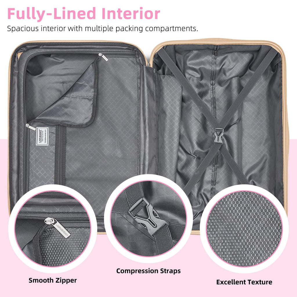 LARVENDER Luggage Sets 3 Piece Expandable Carry on Luggage 22x14x9 Airline Approved Hardshell Suitcase with Wheels TSA Lock, Lightweight Suitcase Set for Women with Travel Backpack, Berry
