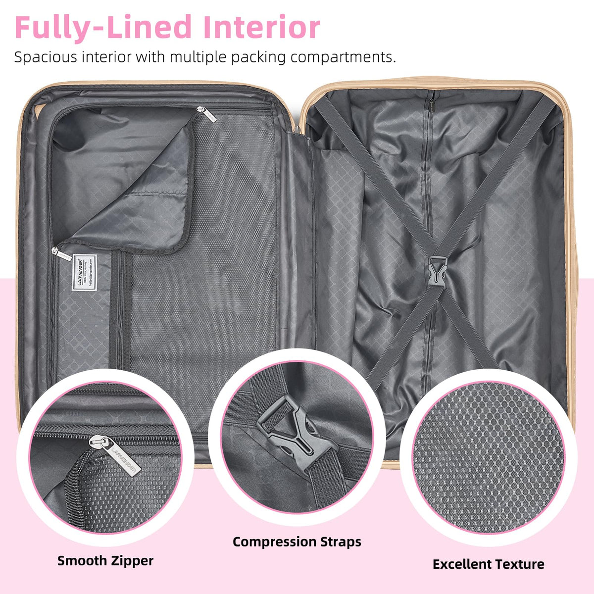 LARVENDER Luggage Sets 3 Piece Expandable Carry on Luggage 22x14x9 Airline Approved Hardshell Suitcase with Wheels TSA Lock, Lightweight Suitcase Set for Women with Travel Backpack, Berry