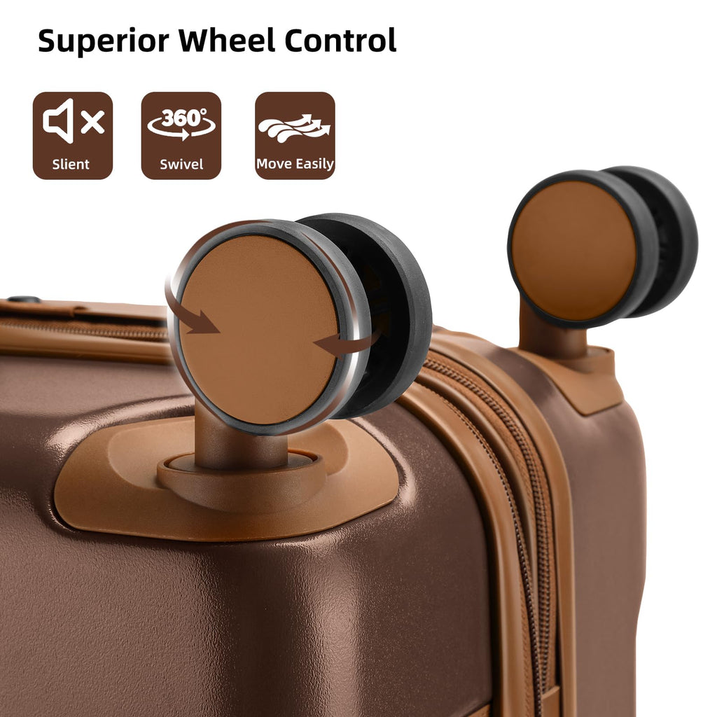 LARVENDER Luggage Sets 3 Piece Expandable Carry on Luggage 22x14x9 Airline Approved Hardshell Suitcase with Wheels TSA Lock, Lightweight Suitcase Set for Women with Travel Backpack, Maple