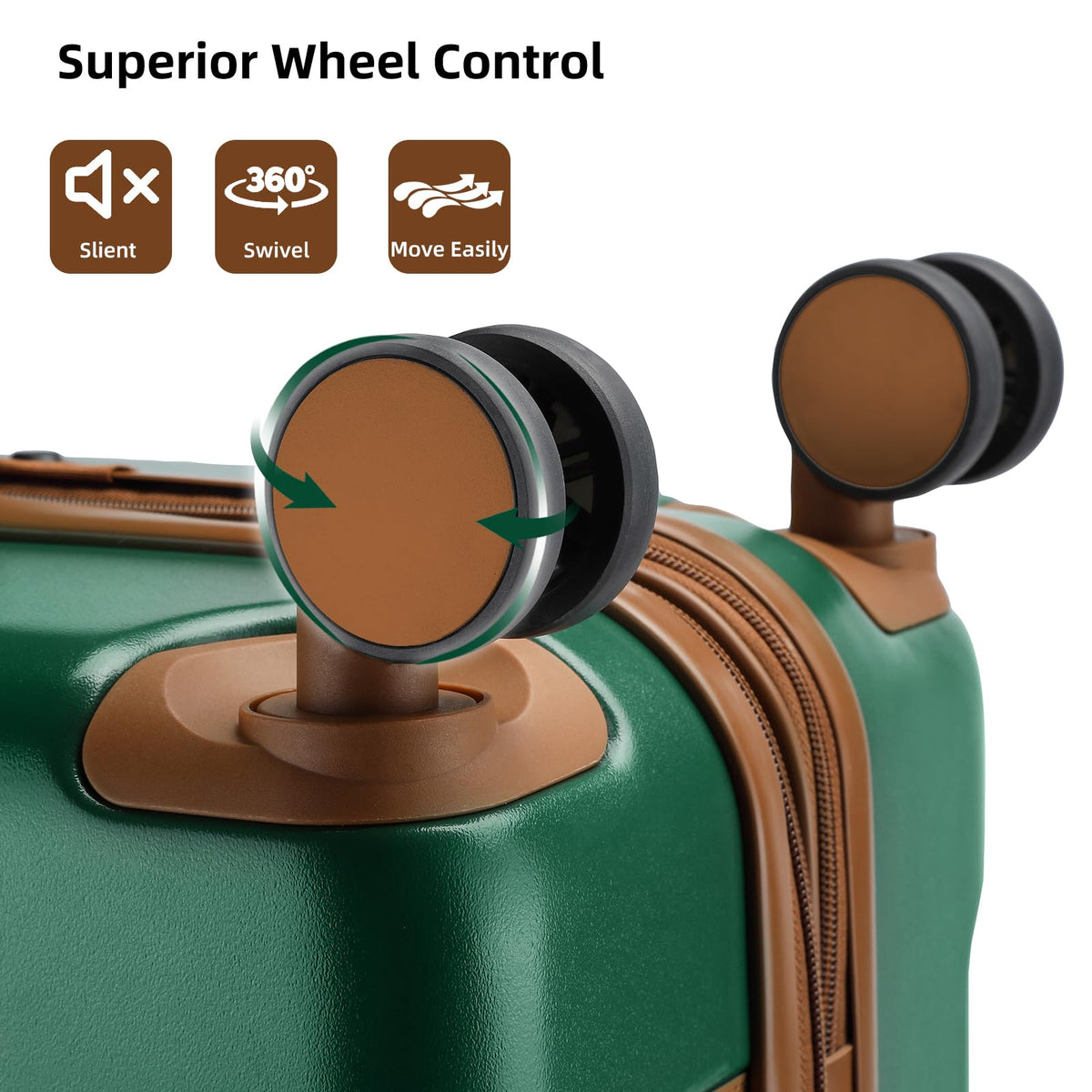 LARVENDER Luggage Sets 3 Piece Expandable Carry on Luggage 22x14x9 Airline Approved Hardshell Suitcase with Wheels TSA Lock, Lightweight Suitcase Set for Women with Travel Backpack, Green