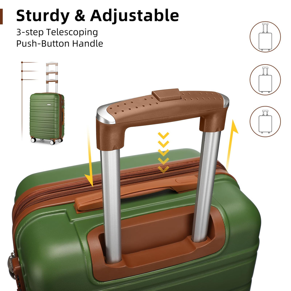 LARVENDER Luggage Sets 6 Piece, Expandable Hardside Carry on Suitcase Set with Spinner Wheels, Lightweight Rolling Luggage Sets for Women with TSA Lock, Green