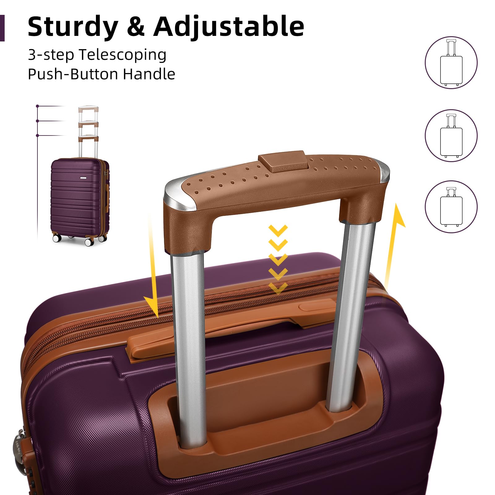 LARVENDER Luggage Sets 6 Piece, Expandable Hardside Carry on Suitcase Set with Spinner Wheels, Lightweight Rolling Luggage Sets for Women with TSA Lock, Purple