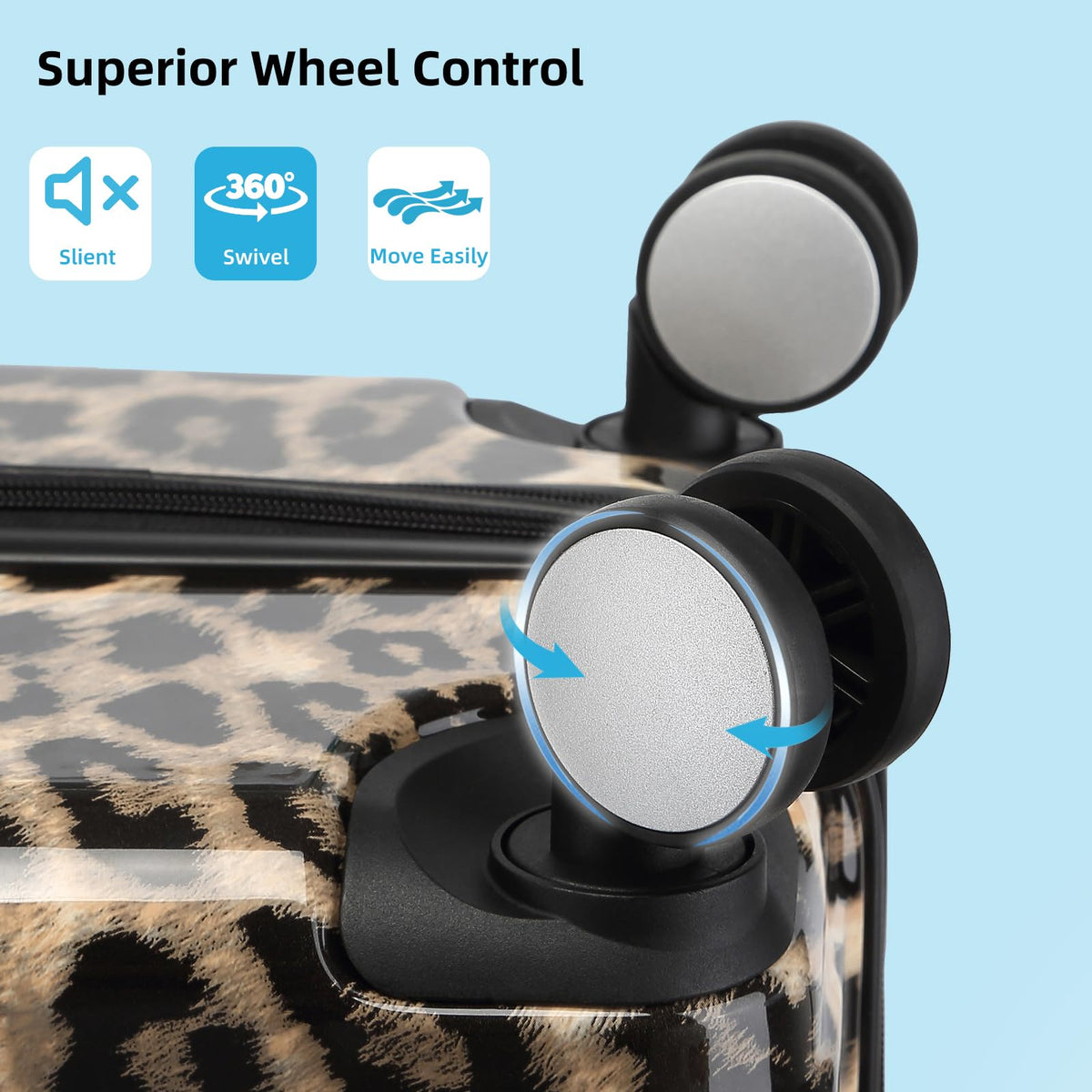 LARVENDER Luggage Sets 6 Piece, Expandable Luggage Hardside PC+ABS Leopard Suitcase Sets with Spinner Wheels TSA Lock, Lightweight Rolling Suitcase for Men and Women, Cheetah Print