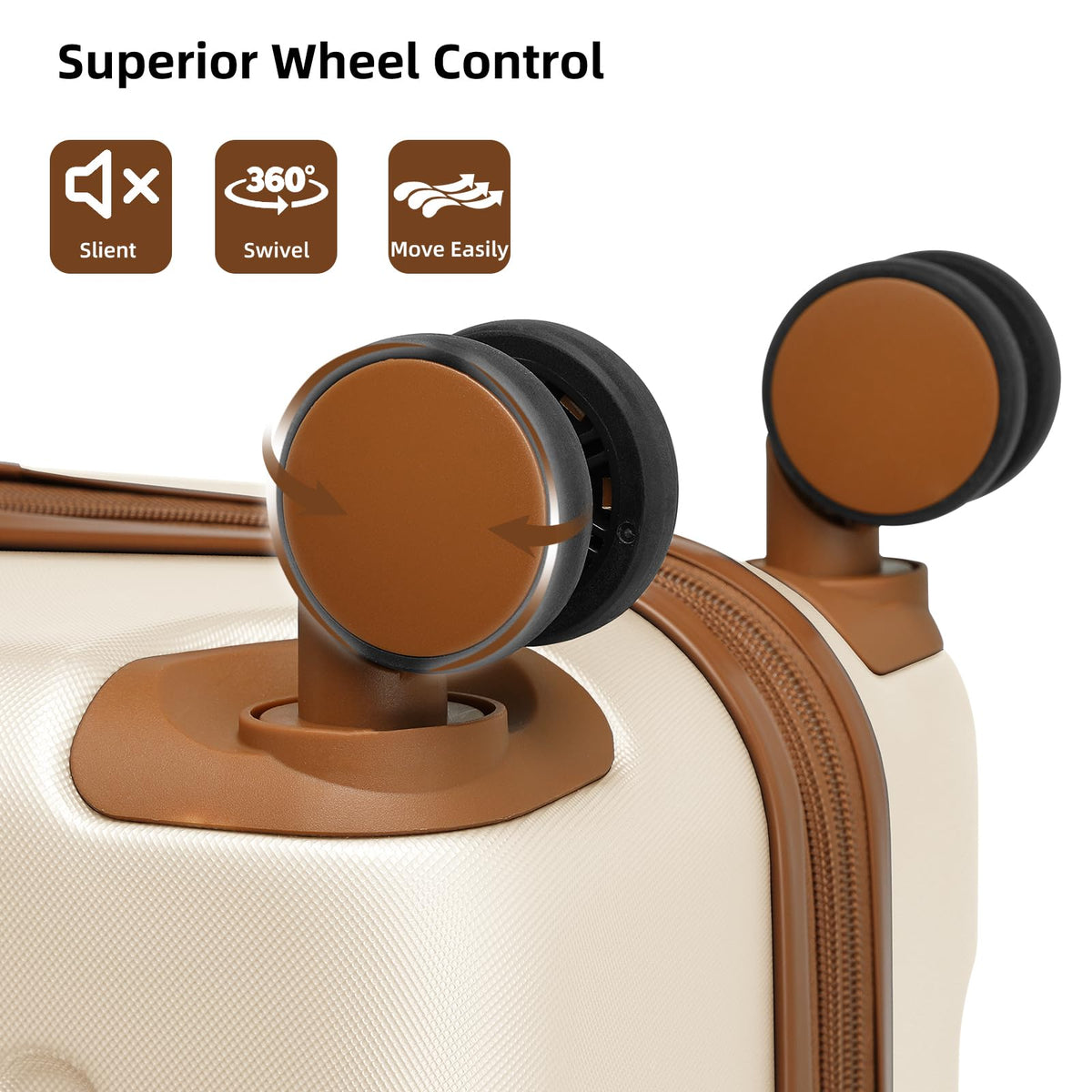 LARVENDER Luggage Sets 6 Piece, Expandable Luggage Set Clearance for Women, Suitcases with Wheels, Hardside Hard Shell Travel Luggage with TSA Lock (White Brown, 6pcs)