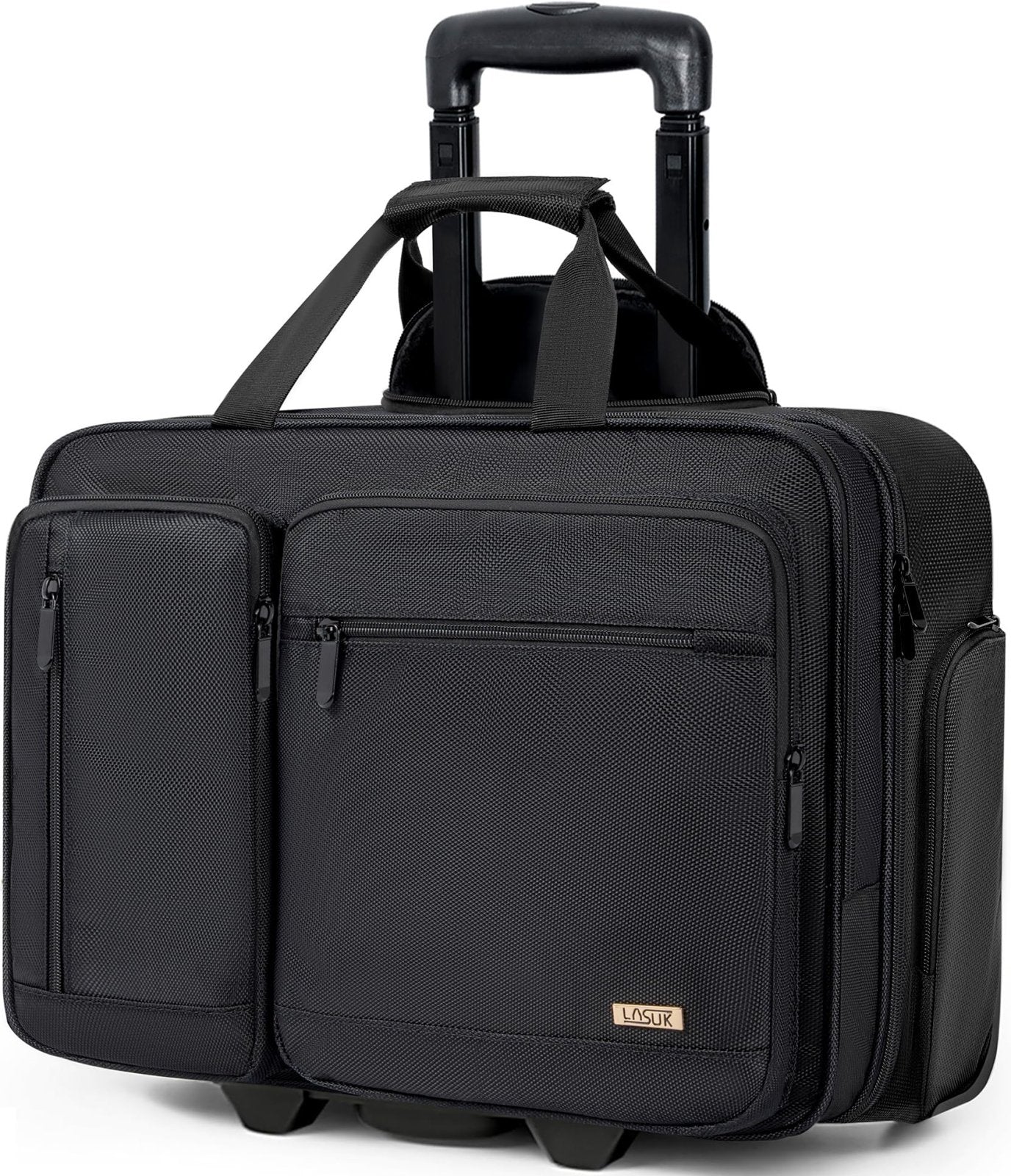 LASUK Rolling Laptop Bag, Wheeled Briefcase 17.3 inch Rolling Briefcase, Overnight Roller Bag, Repellent Travel Roller Underseat Bag