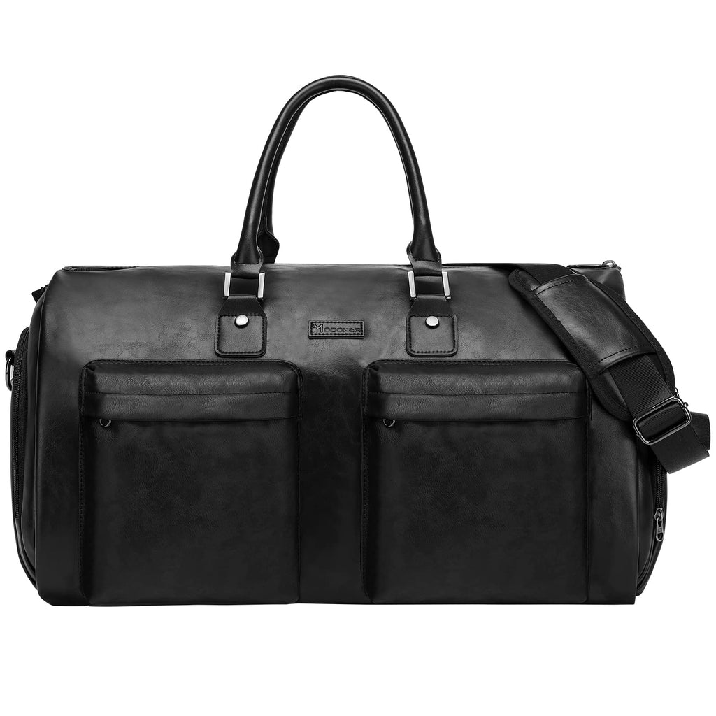 Leather Garment Bag for Travel, Modoker Carry On Suit Carrier Travel Bag with Shoulder Strap/Multiple Pockets - Ideal for Business Trips & Weekend Getaways - The Garment Duffel Bag for Traveling Men
