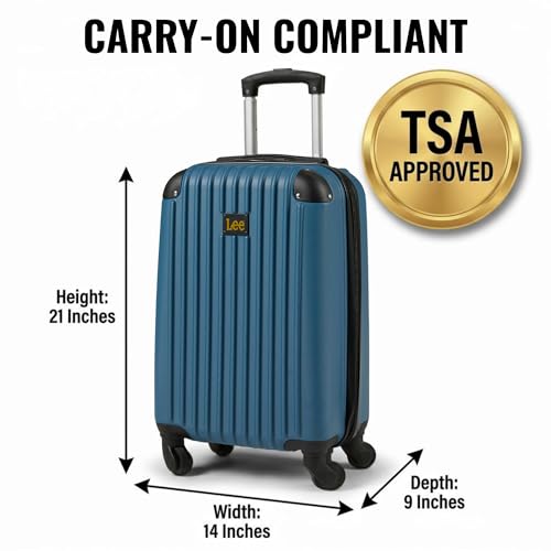Lee Carry On Luggage with Wheels, 21" TSA Approved Hard Shell Suitcase